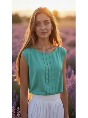 TED BAKER LONDON Womens 100% Silk Pleated Front Blouse in Lush Green-Size 10